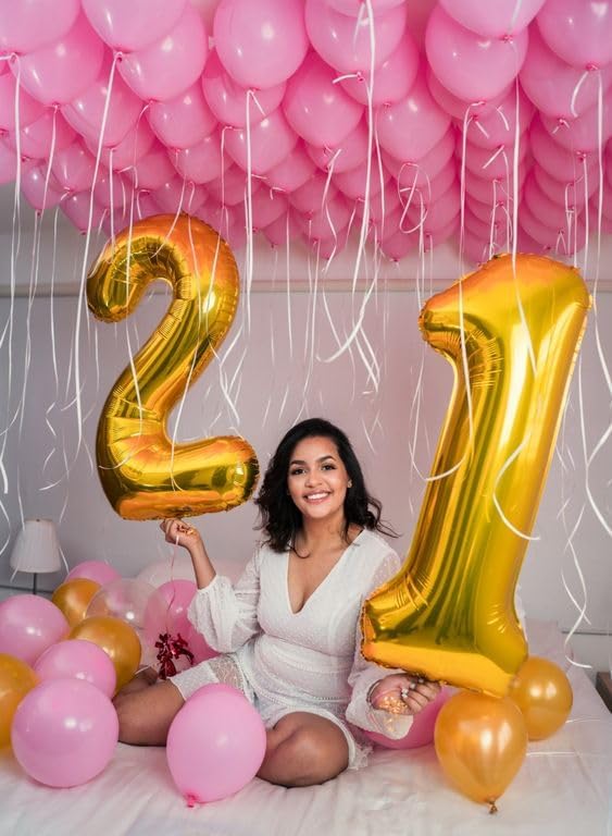 Gold Mylar Balloons - 40 inch Number 100, Gold Foil Balloon for 100 Birthday Party & Anniversary Celebrations