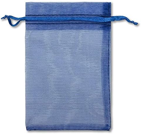 TheDisplayGuys 100-Pack 3x4 Navy Blue Sheer Organza Gift Bags with Drawstring, Jewelry Candy Treat Wedding Party Favors Mesh Pouch