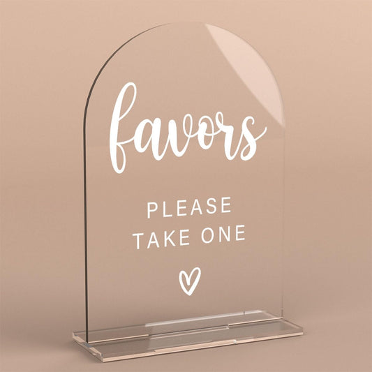 Acrylic Wedding Sign, Bridal Shower Decorations, Favors Please Take One Sign for Ceremony, Modern Font Table Signs, Acrylic Table Top Signs for Wedding Reception and Event Party (Clear)