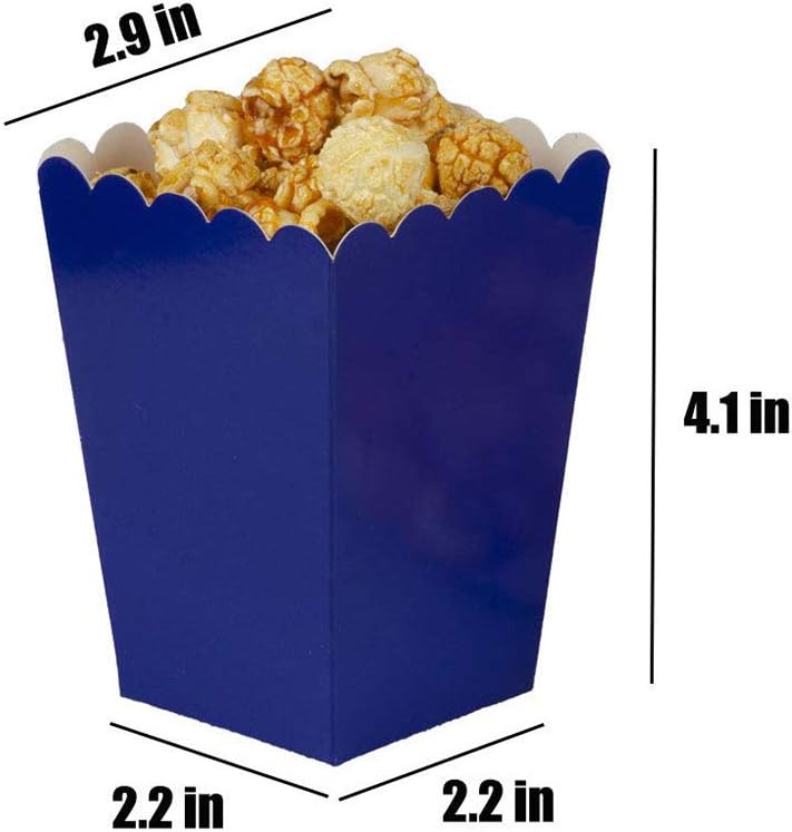 AimtoHome Navy Blue Popcorn Boxes Mini Pack of 24, Paper Popcorn Container for Birthday Party, Graduation, Wedding, Carnival, Movie Night