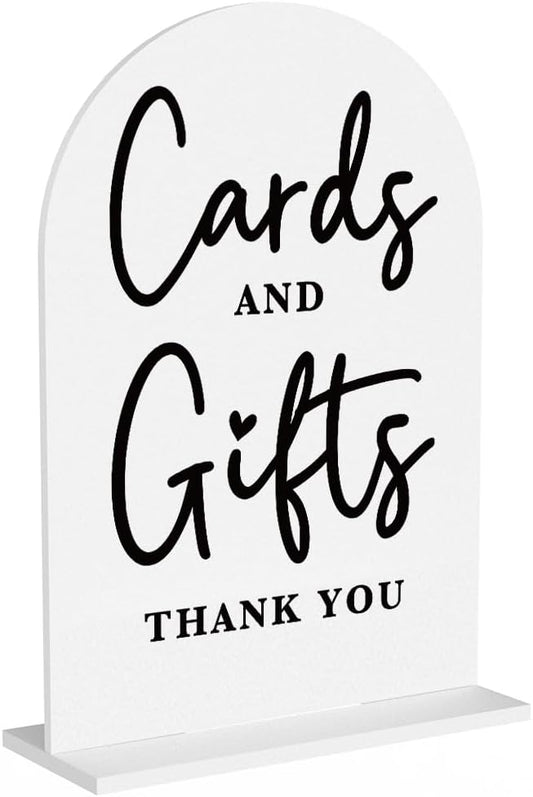 Acrylic Wedding Sign Cards and Gifts Sign for Wedding Wedding Signs for Ceremony Modern Calligraphy Arch Acrylic Table Top Sign for Wedding Reception and Event Party Table(white）