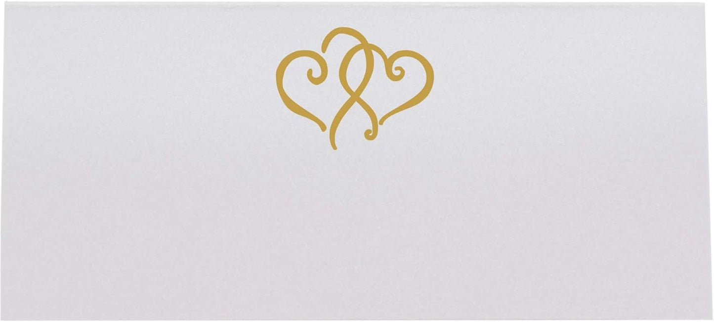 Linked Hearts Place Cards, Gold (Choose Color), Set of 60, Pre-cut and Scored - Wedding, Party, Dinner, and Special Events - Made in the USA