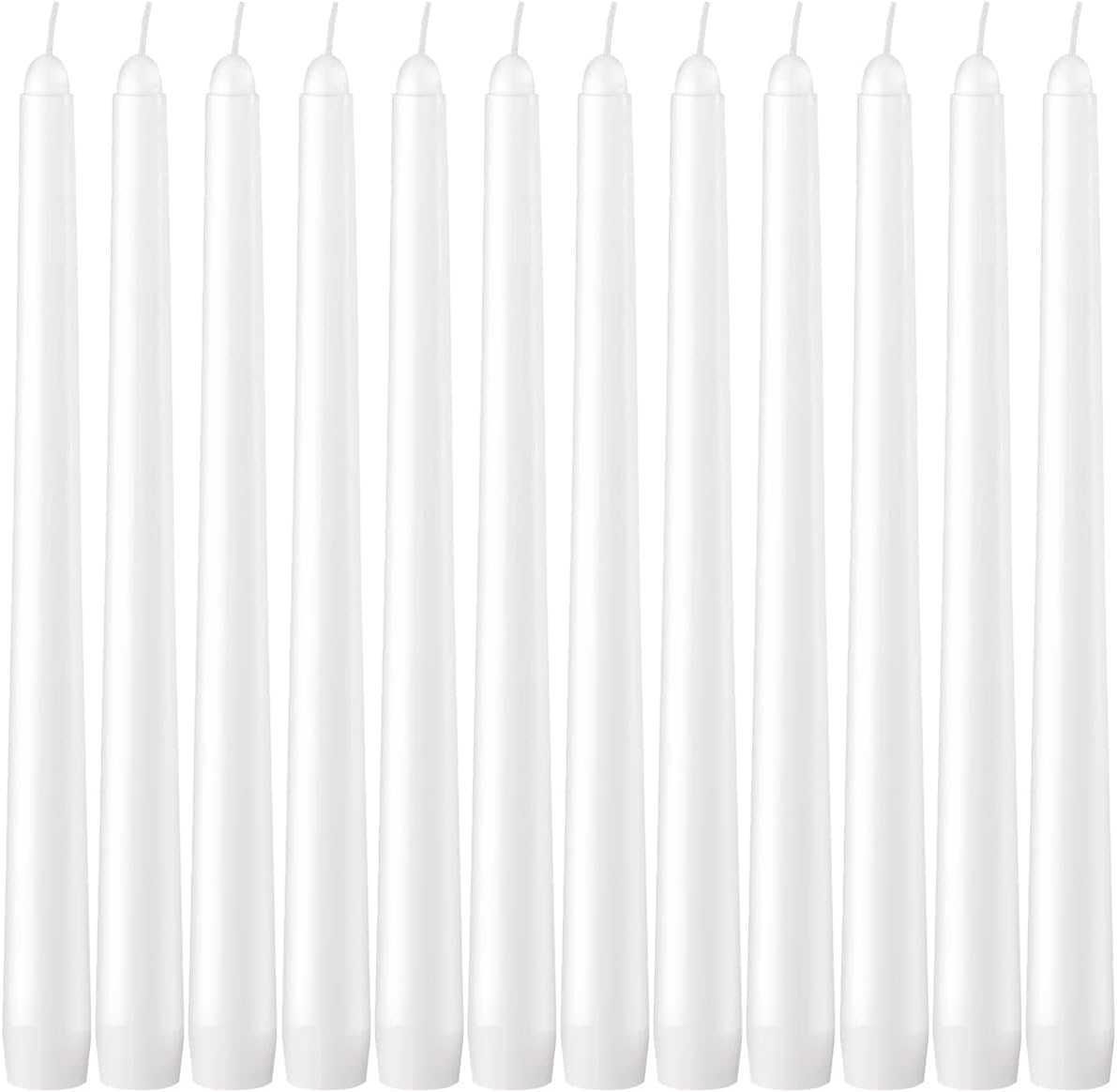 Dripless Taper Candles - Unscented White Candles Bulk - Candle Sticks Long Burning 7.5-8 Hours - for Candlesticks, Dinner Table, Vigil, Advent, Christmas, Thanksgiving, Kwanzaa - 12 Pack,10 Inch Tall