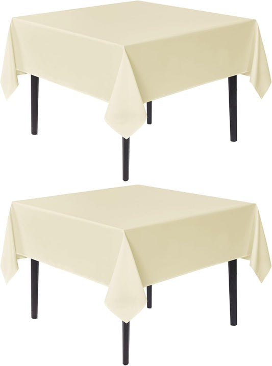 sancua Square Tablecloths 70x70 Inch, 2 Pack - Beige Fabric Table Cloth for Square or Round Tables, Washable Polyester Table Cover for Outdoor Party, Birthday, Decorative Display Tables