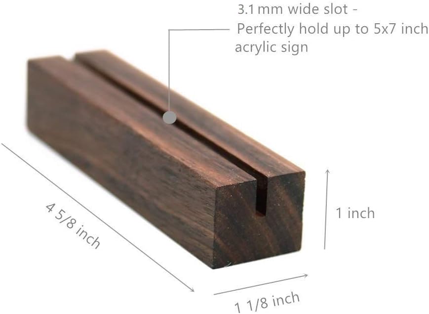 UNIQOOO 20 Pack Rustic Acrylic Sign Holders | Walnut Wood Table Numbers Display Stands | Place Card Holder, Perfect for Retail Shop Wedding Dinner Party Events Decoration