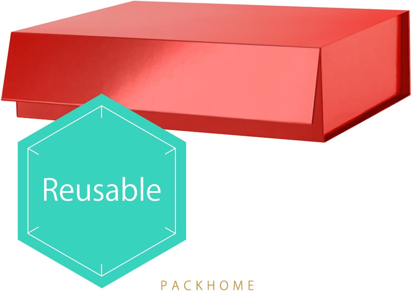 PACKHOME 6 Large Gift Boxes 13.5x10x3.5 Inches, Sturdy Shirt Boxes with Magnetic Lids for Multiple Occasions (Glossy Red)