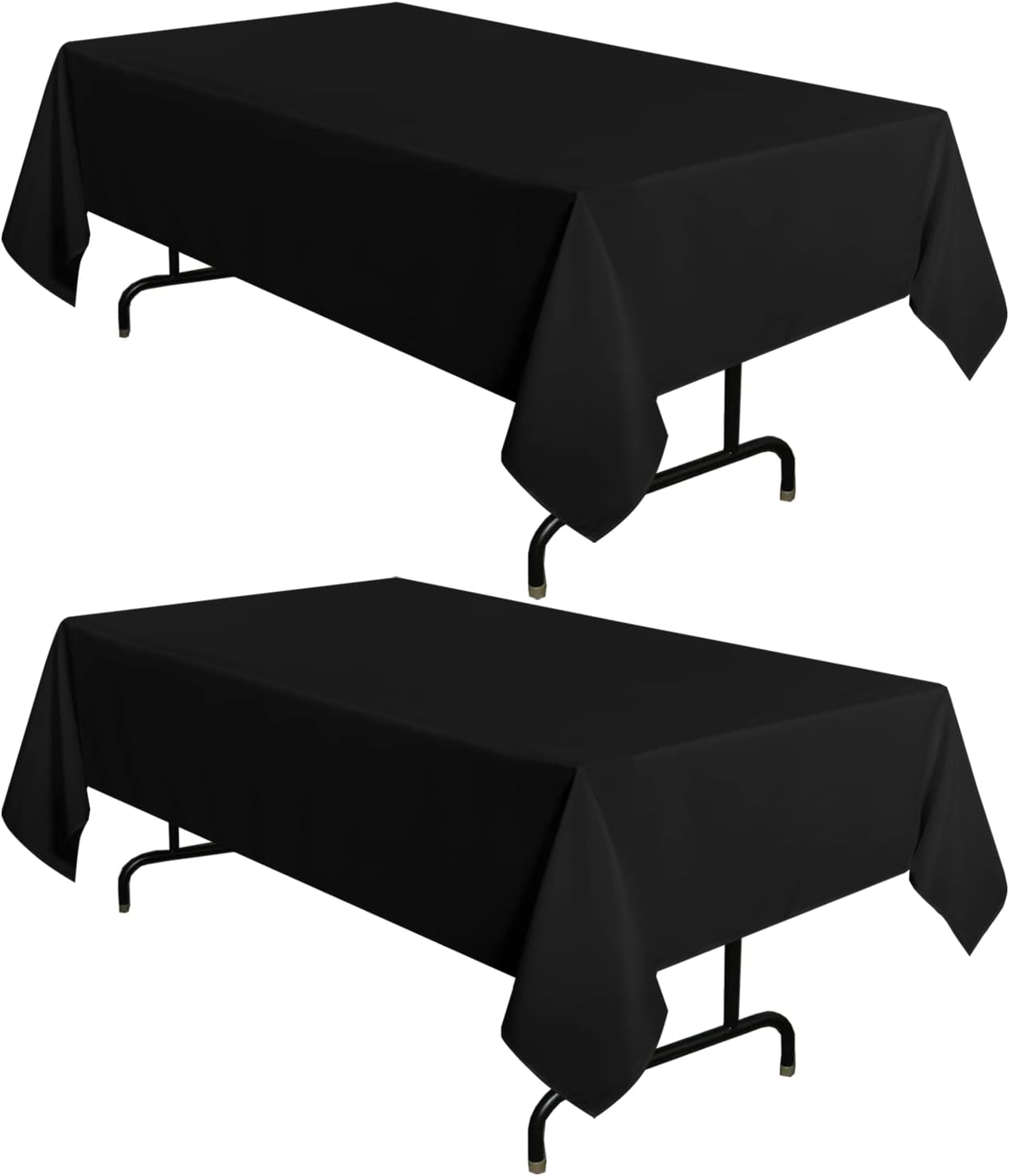 sancua 2 Pack Black Tablecloth 54 x 78 Inch, Rectangle 4 Feet Table Cloth - Stain and Wrinkle Resistant Washable Polyester Table Cover for Dining Tables, Buffet Parties and Camping