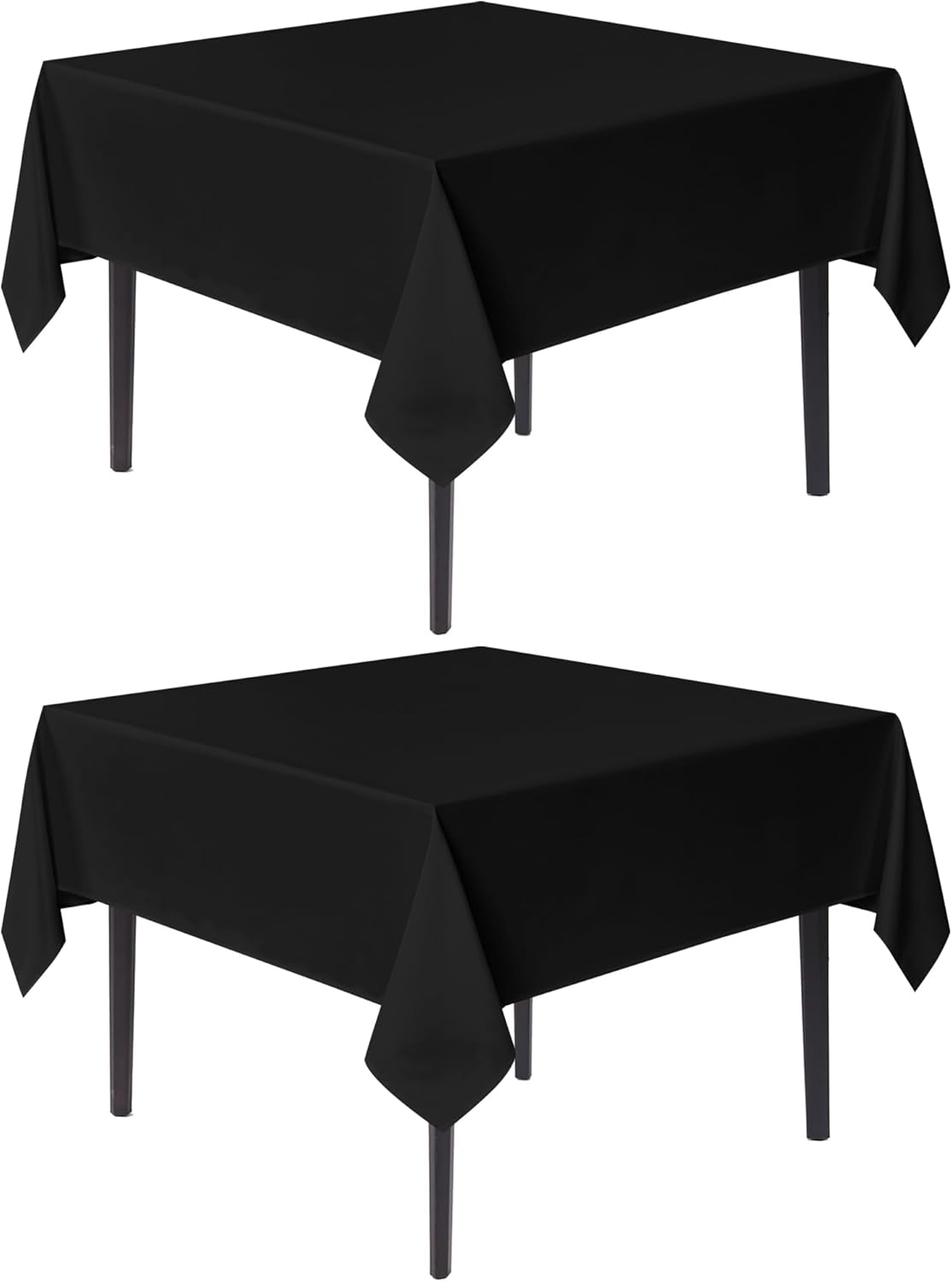 sancua Black Square Tablecloths 85x85 Inch, 2 Pack - Fabric Table Cloth for Square or Round Tables, Washable Polyester Table Cover for Outdoor Party, Birthday, Buffet, Resturant