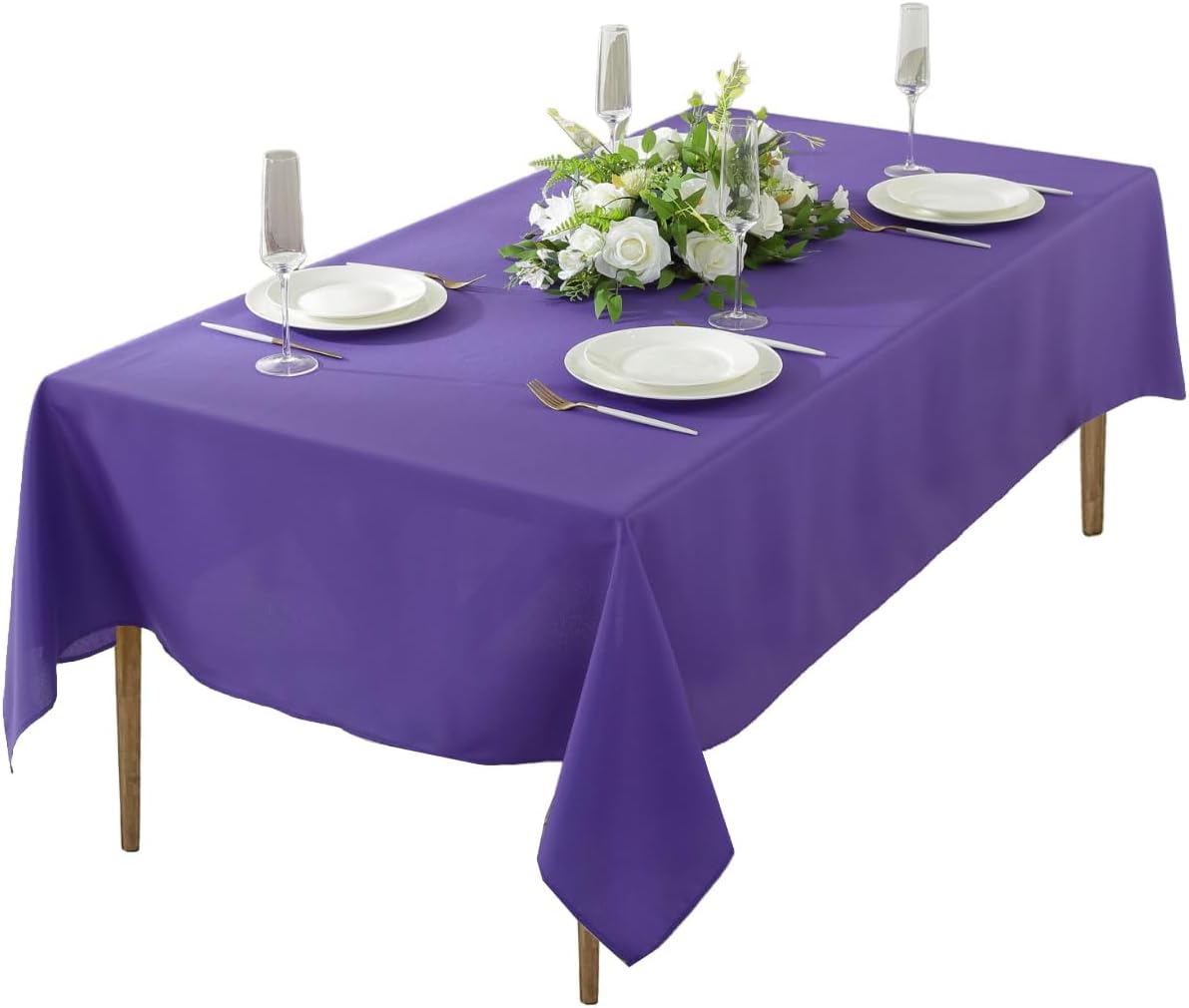 Craft And Party Rectangle Tablecloth, 70 x 108 Inch Purple Tablecloth, Polyester Fabric Washable Table Cloth for Home, Party, Wedding or Restaurant Use.