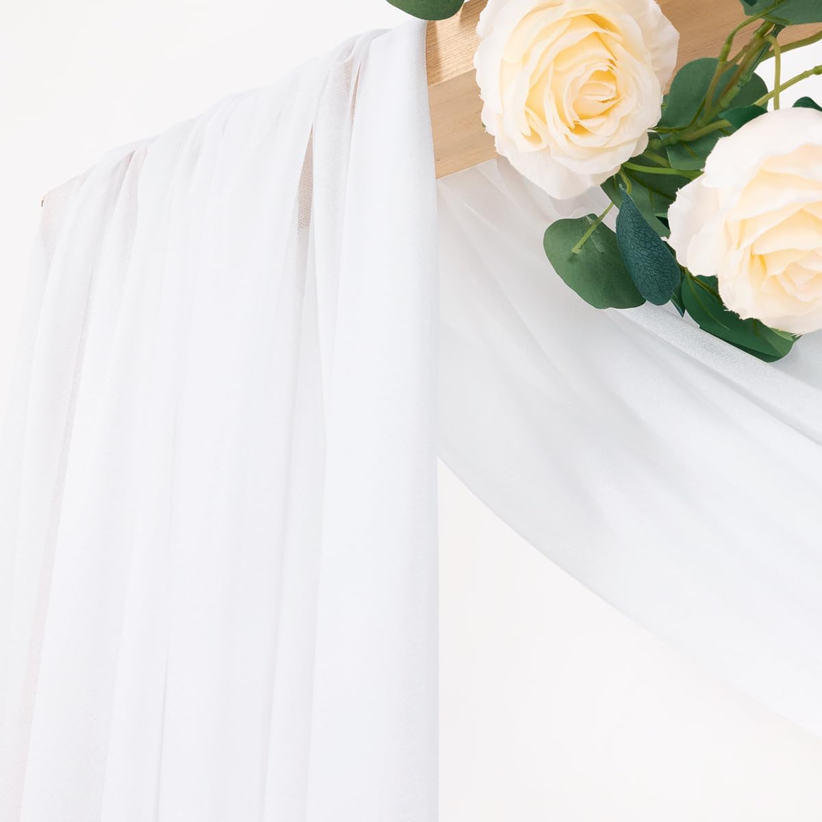 MLMC White Sheer Wedding Arch Draping Fabric 1 Panel 29" x 20 FT Extra Long Airy Gauze Drapes Backdrop Curtains 6.6 Yards Light Weight Outdoor Drapery Panels for Wedding Ceremony Church Events Decor