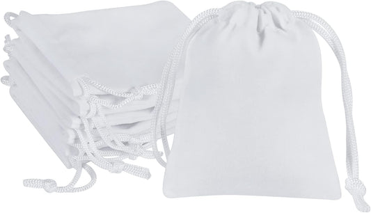 Shintop Velvet Bags, 10pcs 3x4inch Drawstring Gift Bags Jewelry Pouch for Wedding Favor Birthday Party (White)
