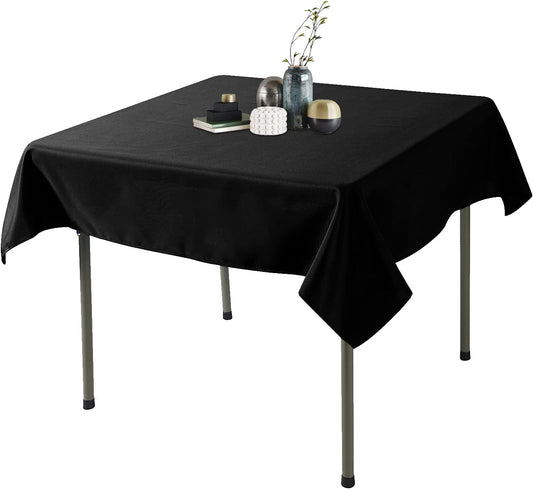 Ascoza 2pack 52x52 Inch Black Square in Polyester Fabric Tablecloth for Wedding,Banquet,Restaurant and Parties