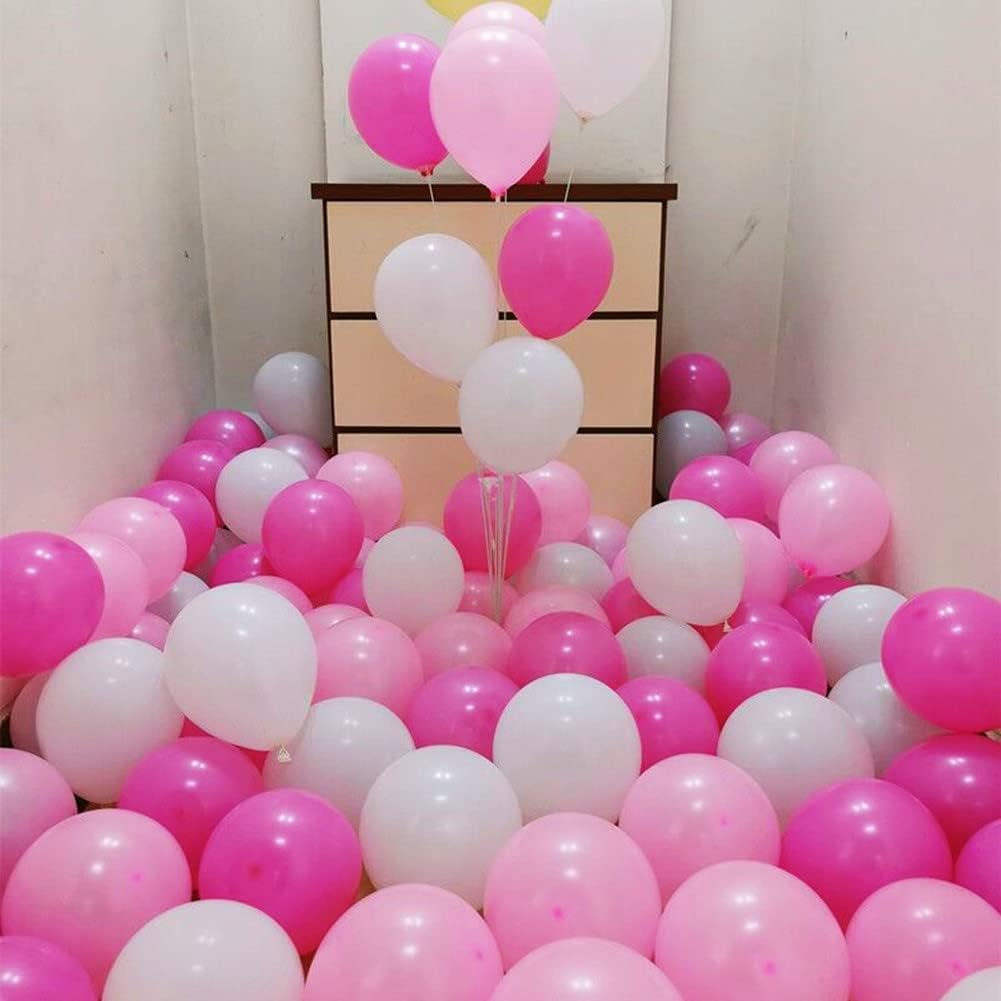 300 Pack Hot Pink Light Pink and White Balloons 5 Inch Pink White and Rose Red Mini Latex Assorted Colors Small Balloon for Birthday Wedding Baby Shower Valentine's Day Party Decorations