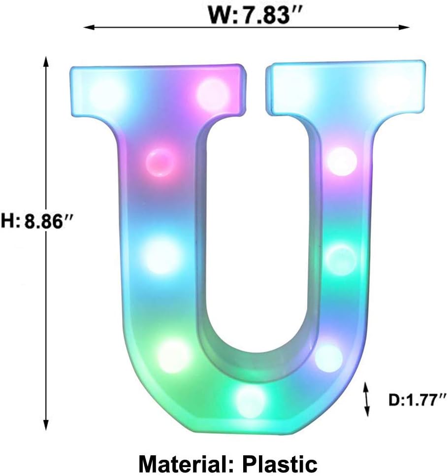 Pooqla Colorful LED Marquee Letter Lights with Remote – Light Up Marquee Signs – Party Bar Letters with Lights Decorations for The Home - Multicolor U