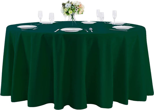120 inch Round Tablecloth Washable Polyester Table Cloth Decorative Table Cover for Wedding Party Dining Banquet（120 inch, Hunter）