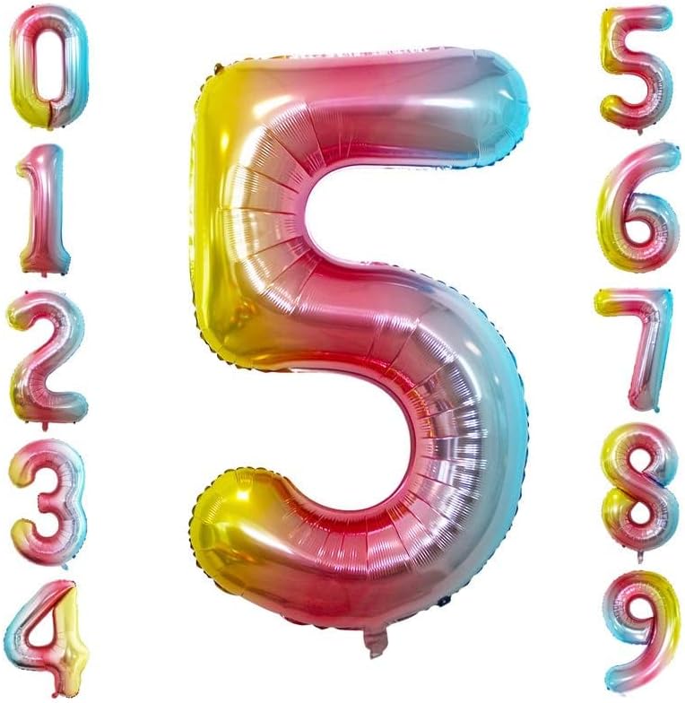 GOER Gold Foil Balloons Number 5,Huge Number Balloons for 5th 15th 25th 35th 45th Birthday Party Supplies Anniversary Decorations (3 pcs,42 inch,32 inch,16inch)