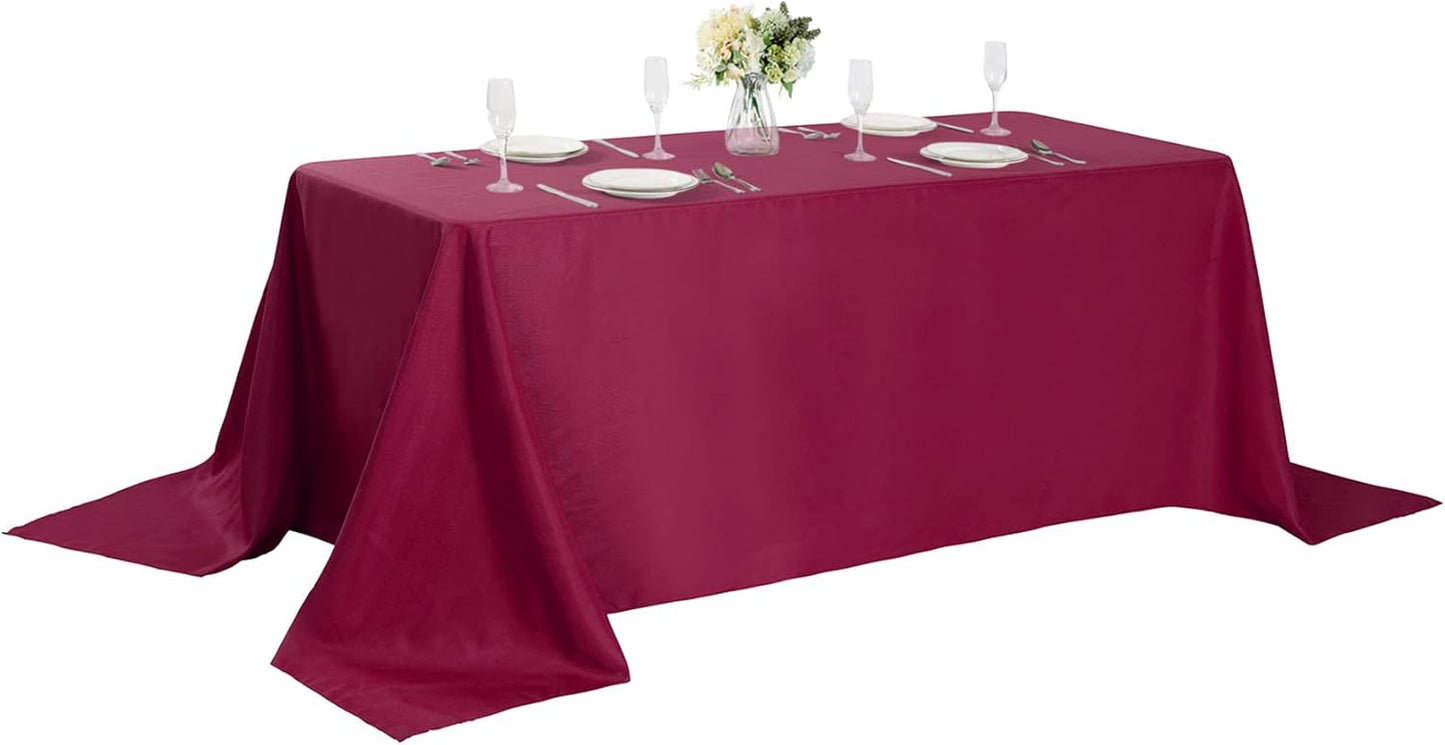 Rectangle Tablecloth 90x156 inch Washable Polyester Fabric Table Cloth for Wedding Party Dining Banquet Decoration（90x156, Burgundy）