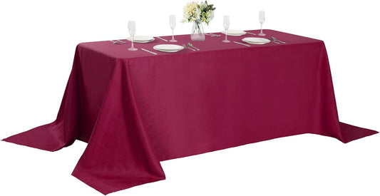 Rectangle Tablecloth 90x156 inch Washable Polyester Fabric Table Cloth for Wedding Party Dining Banquet Decoration（90x156, Burgundy）