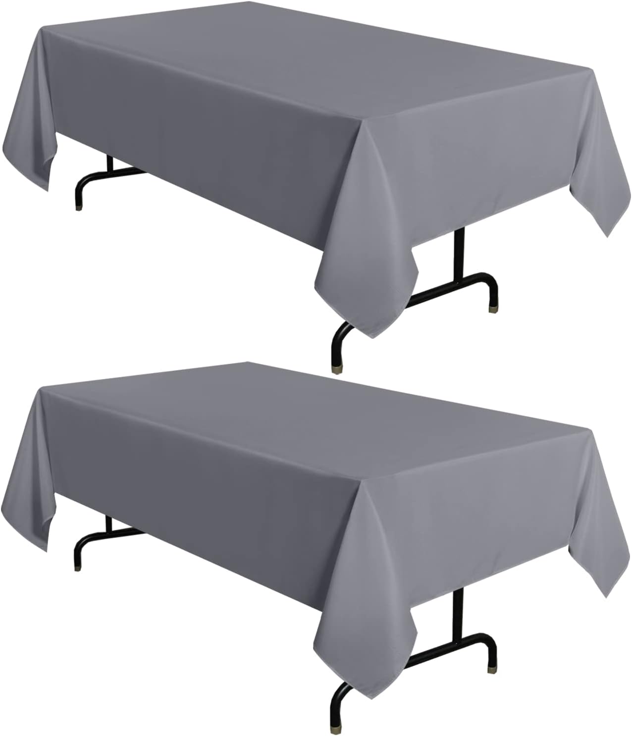 sancua 2 Pack Light Grey Tablecloth 60 x 102 Inch, Rectangle 6 Feet Table Cloth - Stain and Wrinkle Resistant Washable Polyester Table Cover for Dining Tables, Buffet Parties and Camping
