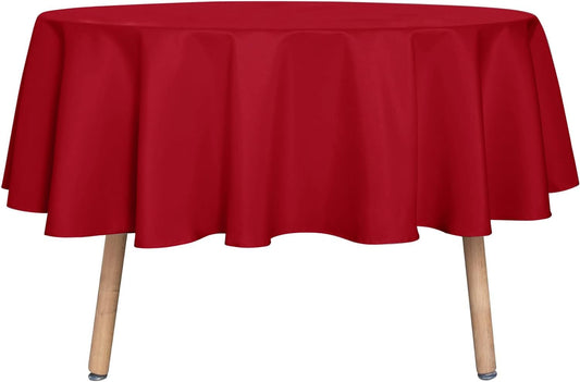 sancua Round Tablecloth - 70 Inch - Water Resistant Spill Proof Washable Polyester Table Cloth Decorative Fabric Table Cover for Dining Tables, Buffet Parties and Camping, Red