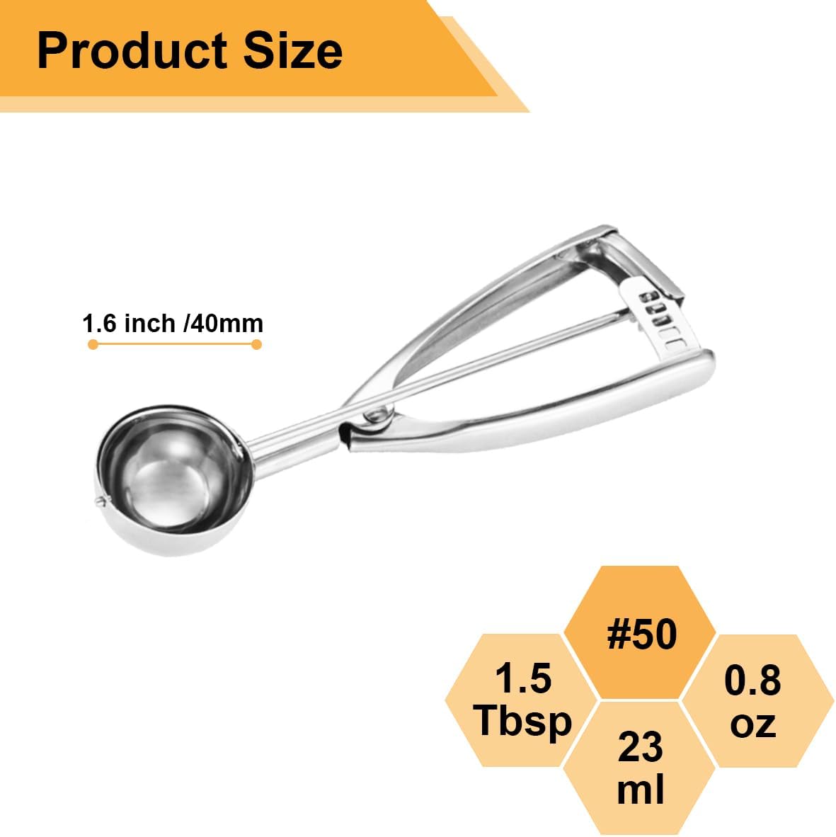 Cookie Scoop 1.5 Tablespoon, Small Cookie Dough Scoop, Cookie Scoops for Baking, Ice Cream Scoop, Selected 18/8 Stainless Steel for Making Cookie, Melon Ball, Ice Cream, Meatball
