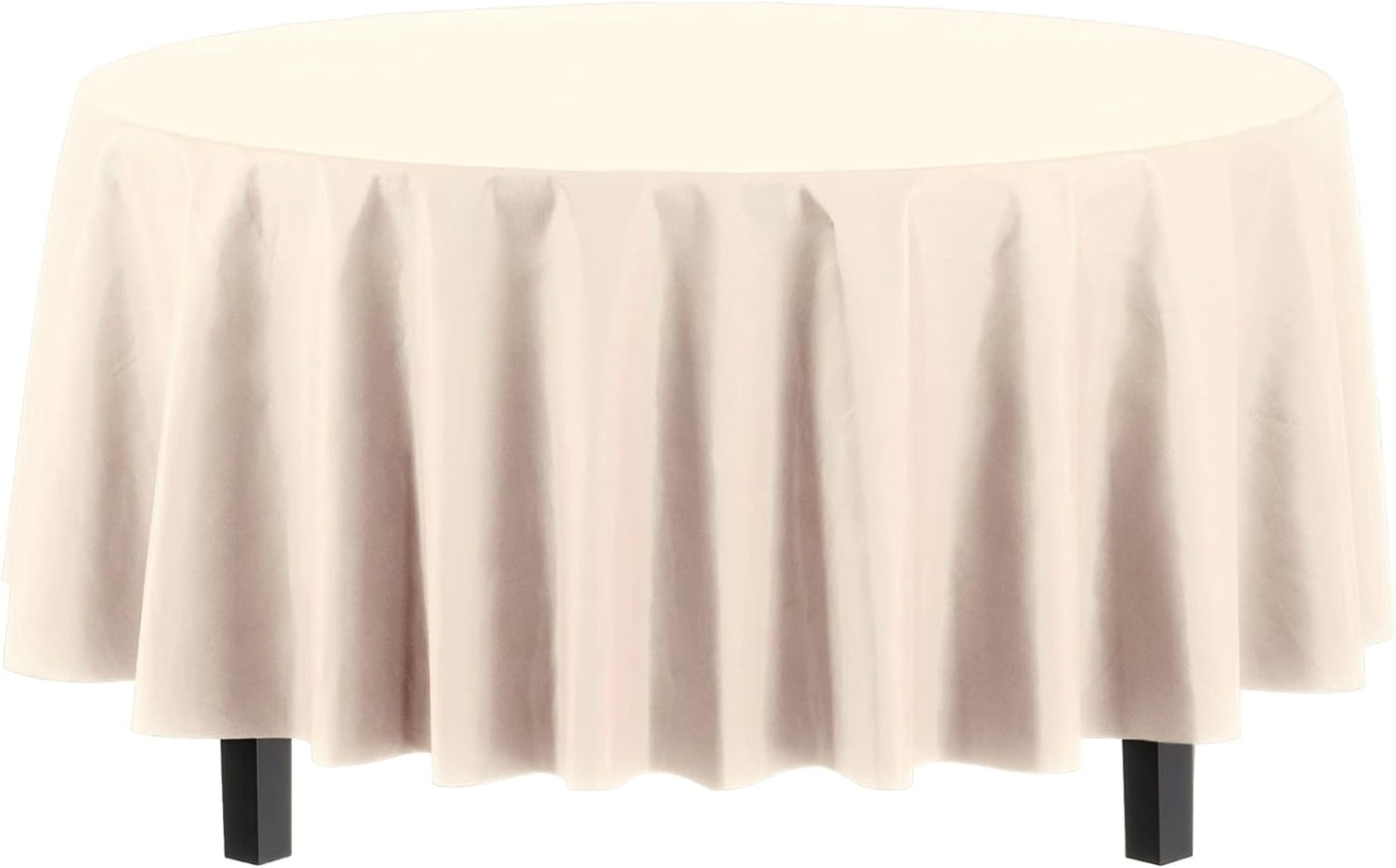 Party Solids 12-Pack Premium Plastic 84-Inch Round Tablecloth, Ivory