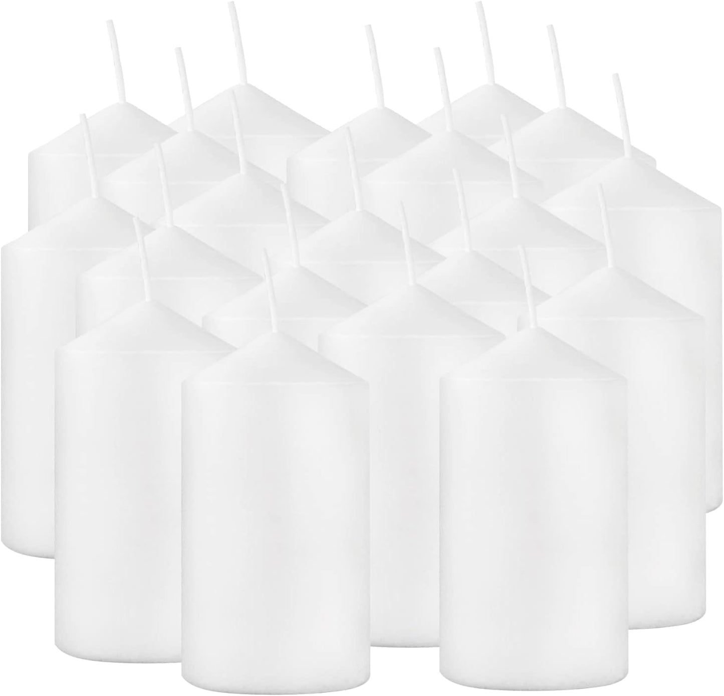 2"x4" High White Pillar Candles, Set of 20 Unscented. Bulk Buy. Ideal for Halloween, Wedding, Emergency Lanterns, Household, Wedding and Home Décor Candlesticks