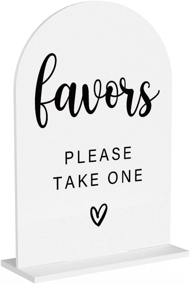 Acrylic Wedding Sign, Bridal Shower Decorations, Favors Please Take One Sign for Ceremony, Modern Font Table Signs, Acrylic Table Top Signs for Wedding Reception and Event Party (White)