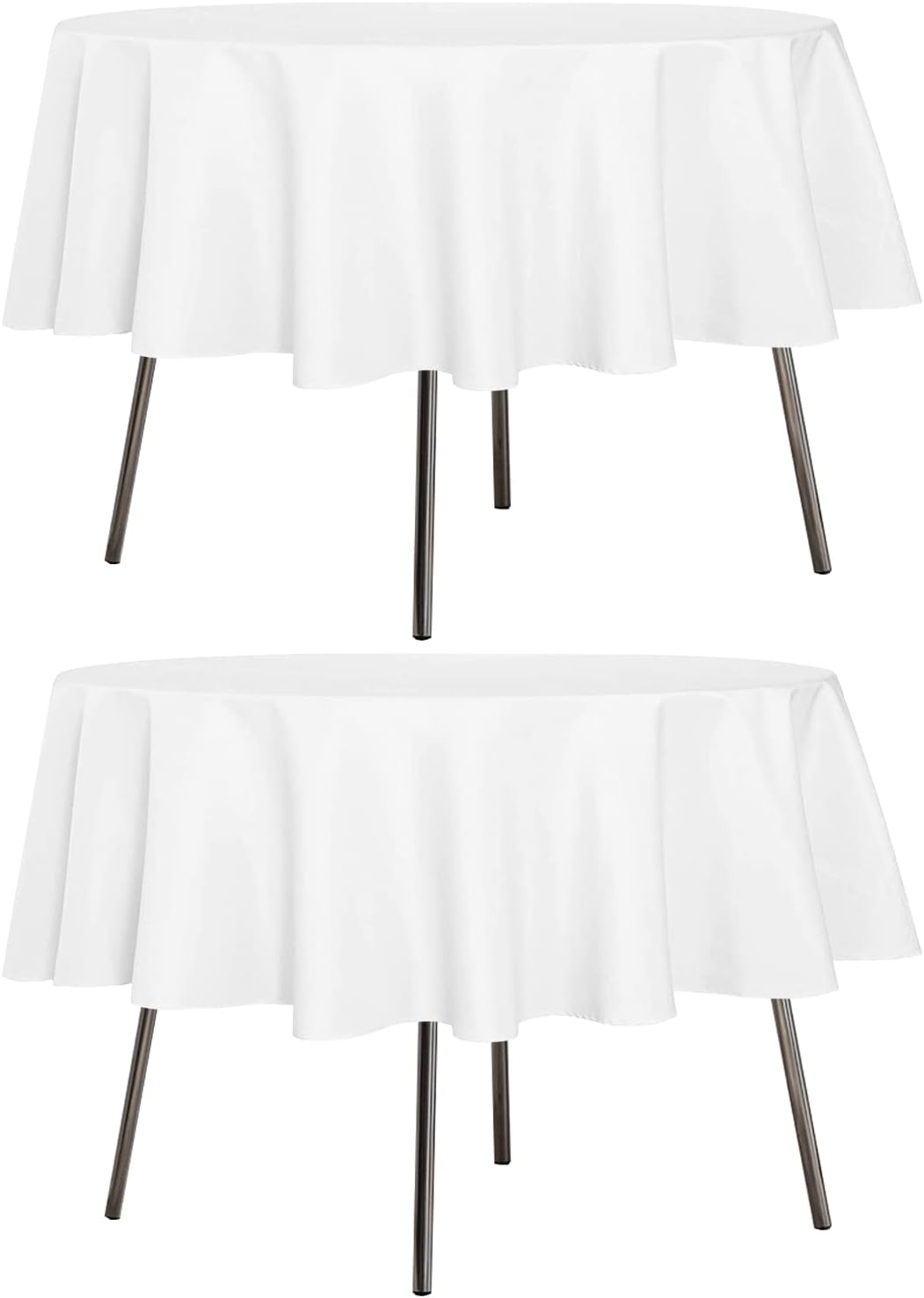 sancua 2 Pack Round Tablecloth 70 Inch White, Stain and Wrinkle Resistant Table Cloth - Washable Polyester Table Cover for Dining Tables, Buffet Parties and Camping