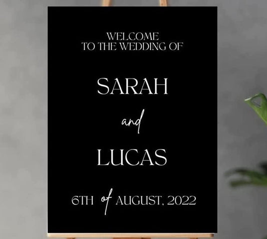 Black Plastic Wedding Welcome Sign, Wedding Signs, Welcome Wedding Sign