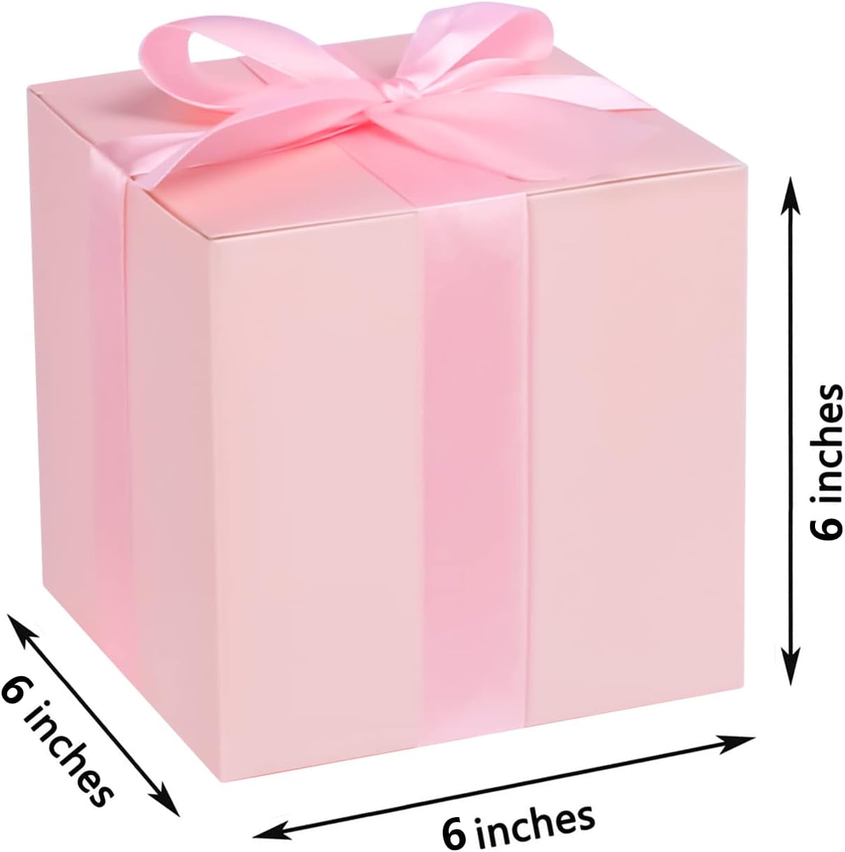 COTOPHER Small Gift Boxes 25 Pack 6x6x6 inches Pink Gift Boxes with Lids for Gifts, Crafting, Wedding Party Favor, Cupcake Boxes, Candy, Bridesmaids Proposal Box with Ribbons and Stickers