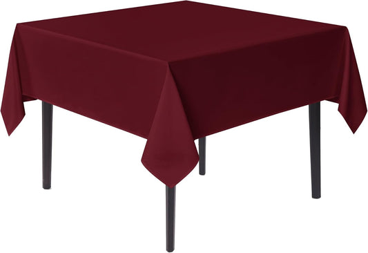 sancua Square Tablecloths 85x85 Inch Burgundy - Fabric Table Cloth for Square or Round Tables, Washable Polyester Table Cover for Christmas Dinner, Holiday Party, Decorative Display Tables