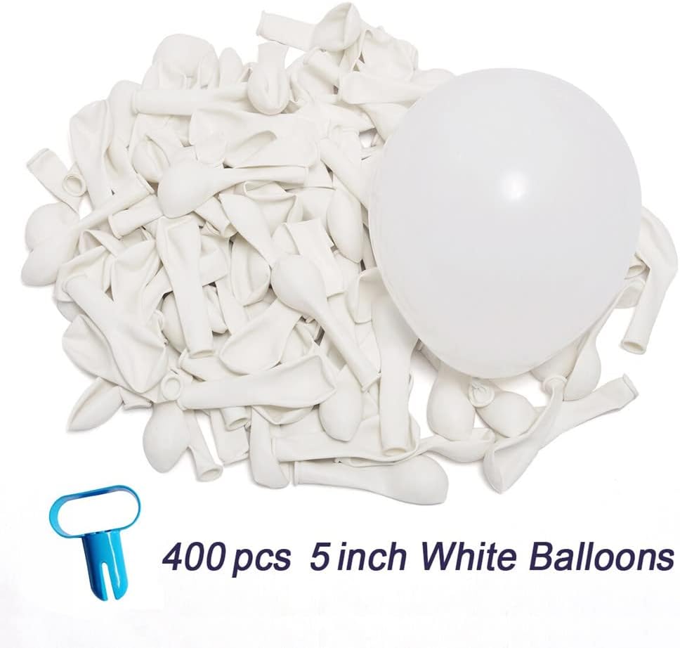 400 Pack White Balloons, 5 Inch White Latex Balloons Helium Balloons Party Decorations Supplies