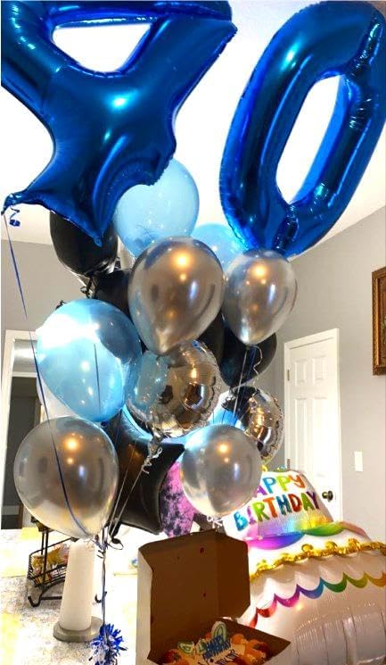 Jumbo Mylar Navy Blue 4 Number Balloon 40 Inch, Big Number 4 Balloons Birthday Decorations, 4th Four 4 14 40 44 64 Year Old Birthday Party, Large Size Digit Numbers Balloon Supplies