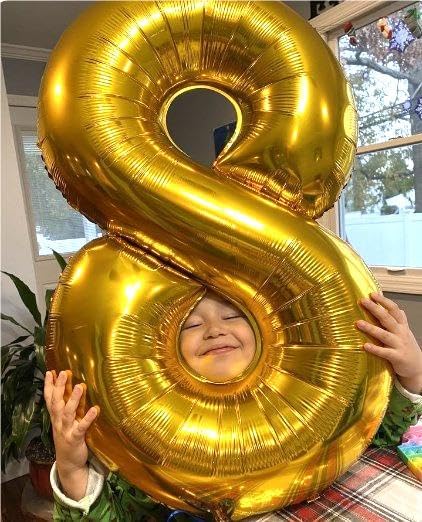 Gold Foil Number 8 Balloon 40 Inch, Helium Mylar Eight Number 8 18 28 38 48 58 88 Birthday Balloons, 8th Gold Women Men Wedding Anniversary, Graduations Party Supplies
