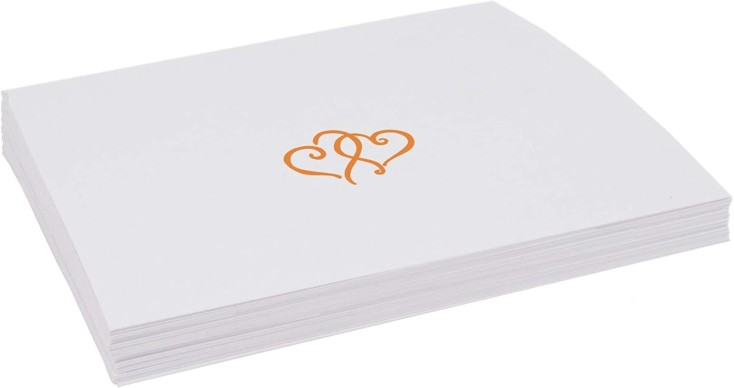 Linked Hearts Place Cards, Orange (Choose Color), Set of 150, Pre-cut and Scored - Wedding, Party, Dinner, and Special Events - Made in the USA
