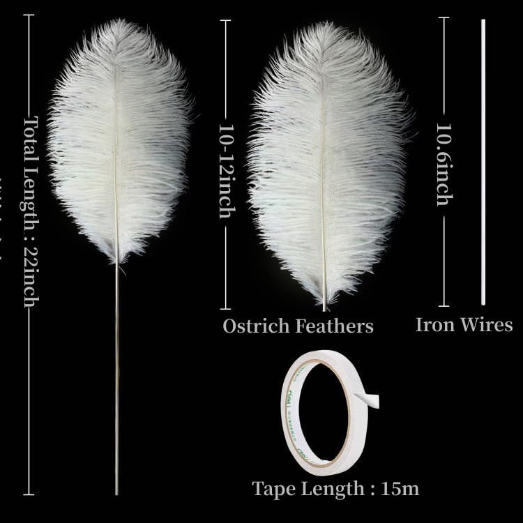 Holmgren Beige Ostrich Feathers Bulk - 20pcs Making Kit 22 Inch Boho Ostrich Feathers for Vase, Floral Arrangement, Wedding Party Centerpieces and Christmas Home Decorations (Beige)