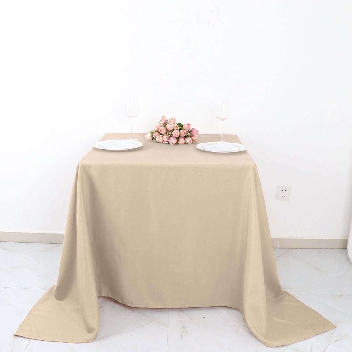 Efavormart 90" Nude Wholesale Linens Polyester Square Linen Tablecloth for Kitchen Dining Catering Wedding Birthday Party Events