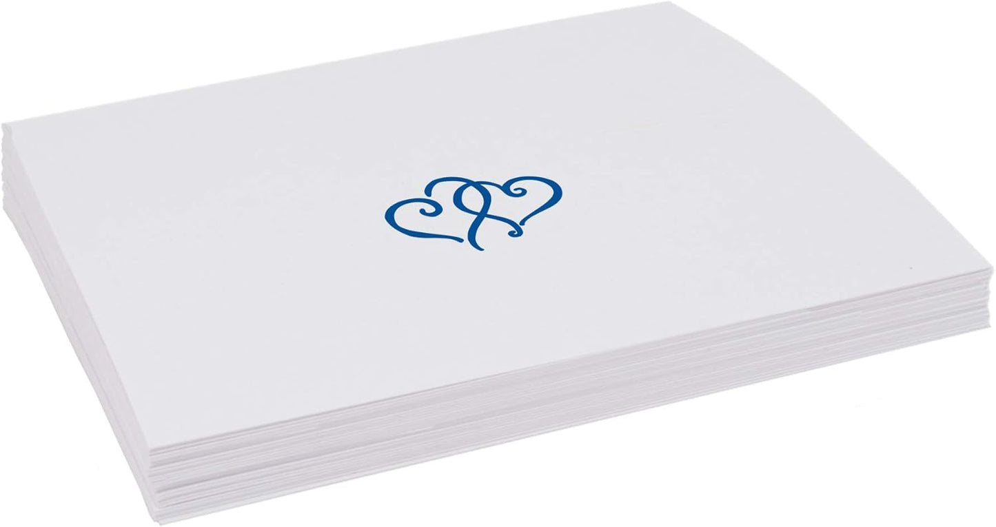 Linked Hearts Place Cards, Royal Blue (Choose Color), Set of 25, Pre-cut and Scored - Wedding, Party, Dinner, and Special Events - Made in the USA