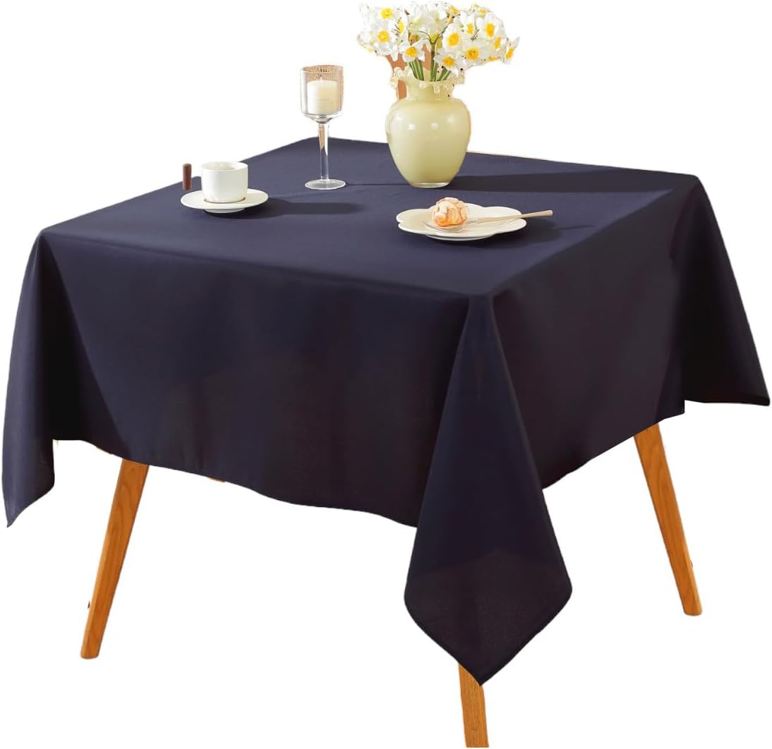 Craft And Party Square Tablecloth, 54 x 54 Inch Navy Blue Tablecloth, Polyester Fabric Washable Table Cloth for Home, Party, Wedding or Restaurant Use.