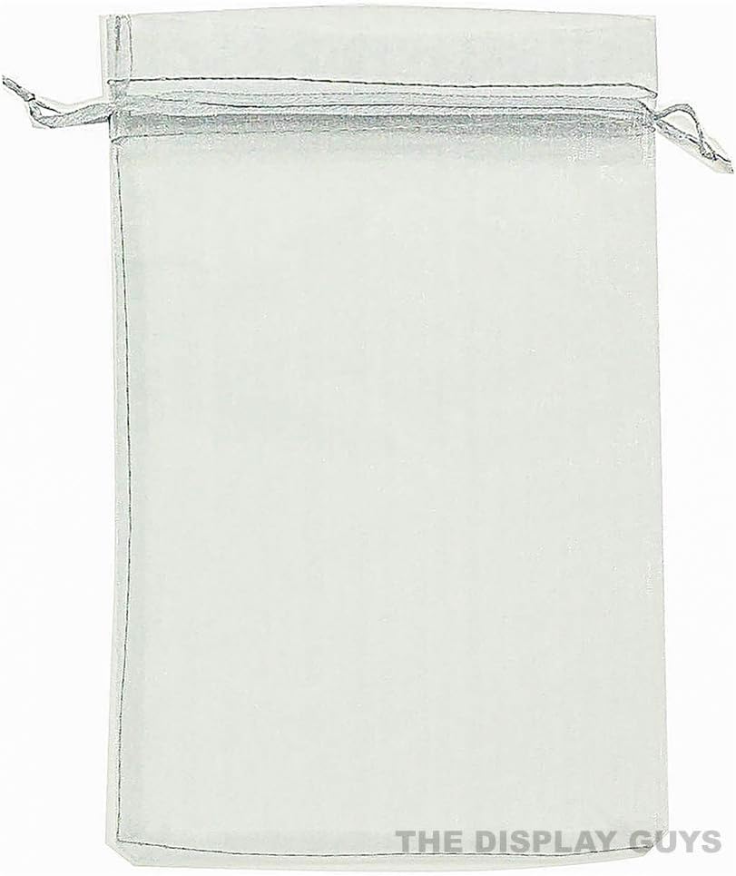 TheDisplayGuys 100-Pack 6x8 Silver Sheer Organza Gift Bags with Drawstring, Jewelry Candy Treat Wedding Party Favors Mesh Pouch