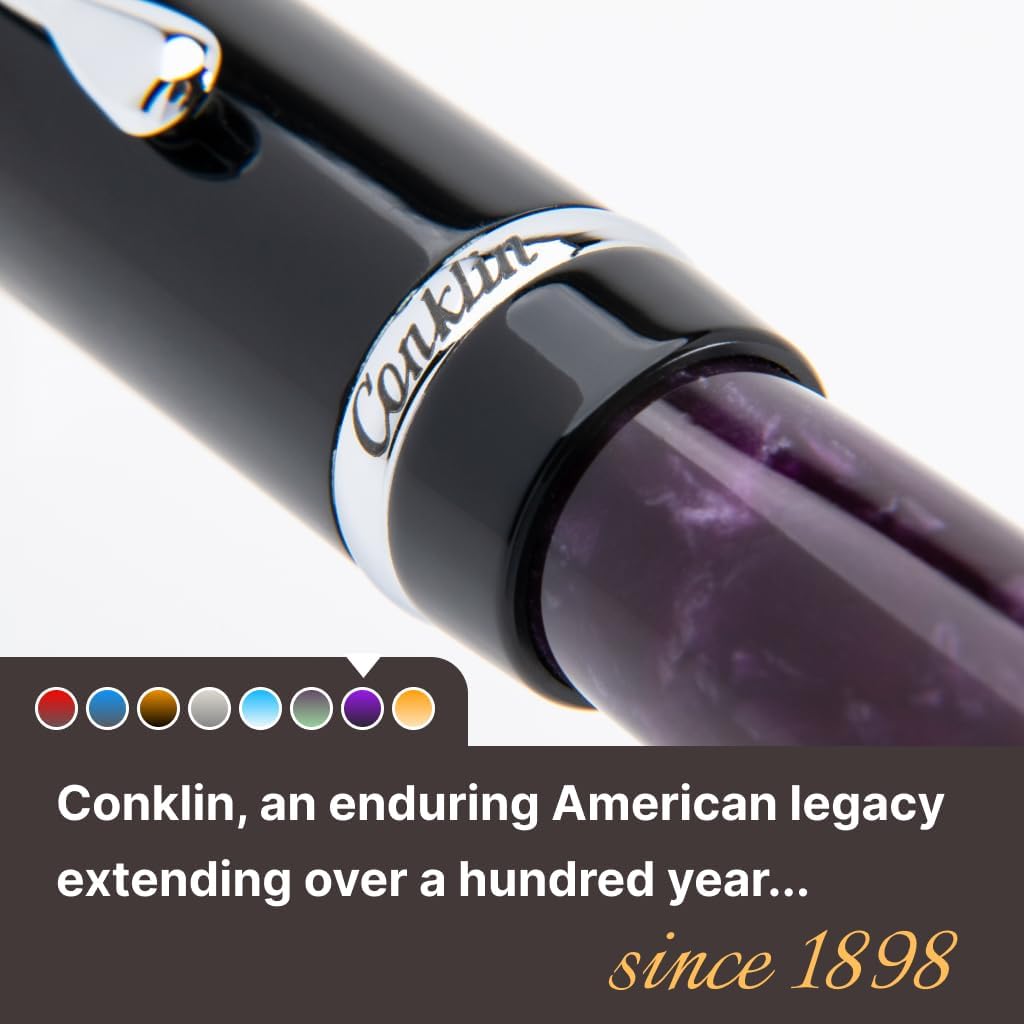 Conklin Duragraph Fountain Pen Purple Nights - Broad Nib, Elegant Writing Instrument with Rich Purple Finish
