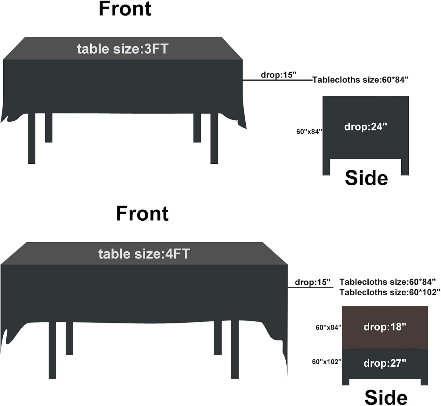 Fokitut 2 Pack Waterproof Rectangle Tablecloth, 60x84 Inch, Stain Resistant and Wrinkle Polyester Table Cloth, Fabric Table Cover for Kitchen Dining, Wedding, Party, Holiday Dinner-Royal Blue