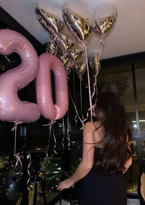 Pearlescent Pink Number 7 Birthday Balloon 40 Inch, Digital Balloons for 7 17 27 70 77 Party Celebration Decorations Supplies, Mylar Foil Numbers Balloon for Seven Wedding Anniversary