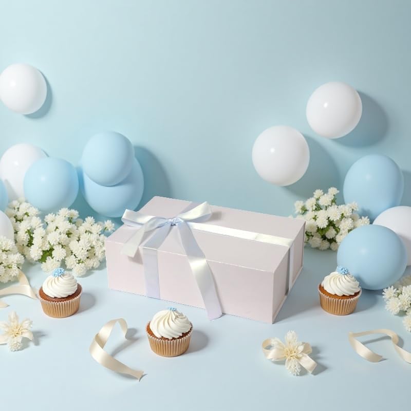 Large White Gift Box,13.75"x9"x4.5", Gift Boxes with Magnetic Lids for Presents Closure Gift Packing for Birthday,Christmas, Halloween,Wedding,Bridal Gifts,Mother's Day Gift Packging