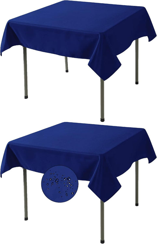Fokitut 2 Pack Waterproof Square Tablecloth, 52x52 Inch, Stain Resistant and Wrinkle Polyester Table Cloth, Fabric Table Cover for Kitchen Dining, Wedding, Party, Holiday Dinner-Royal Blue