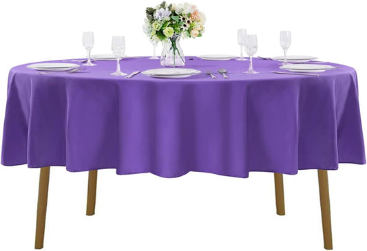70 inch Round Tablecloth Washable Polyester Table Cloth Decorative Table Cover for Wedding Party Dining Banquet（70 inch,Purple）