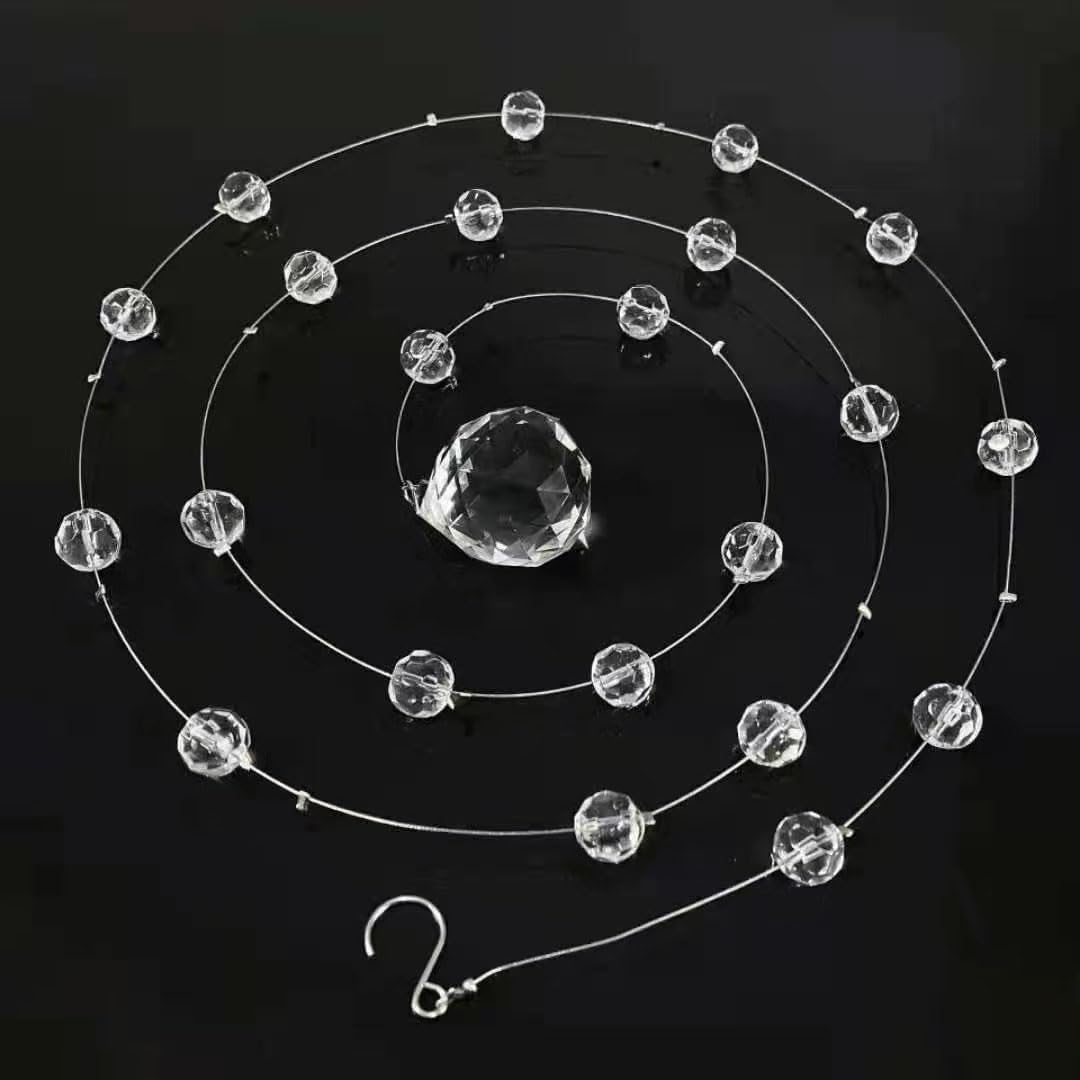 Crystal Beaded String Clear Glass Beads Garland Strands Hanging Wedding Arch Decor Curtain Chandelier Christmas Tree Ornaments Door String Beaded Drapes Decoration Accessories(3.3 Feet 5pcs)