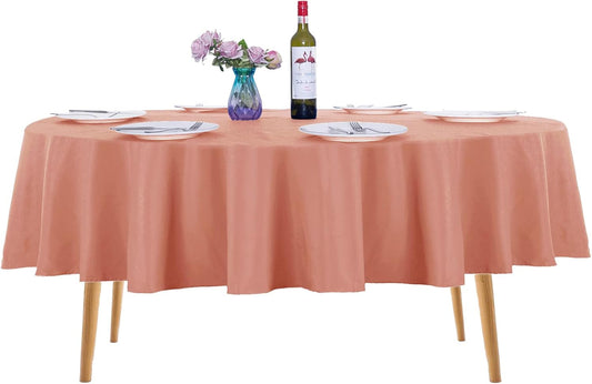 Ascoza 2pack 70 Inch Dusty Pink Round Tablecloth in Washable Polyester Fabric for Wedding/Banquet/Restaurant/Parties