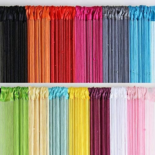 Beaded Curtain Beads Door String Curtains Ideal for Living Room Decor Wall Hanging Fringe Doorway Divider Bedroom Backdrop Hippie Window Closet Privacy Rod Pocket Dense (100x200cm,White)